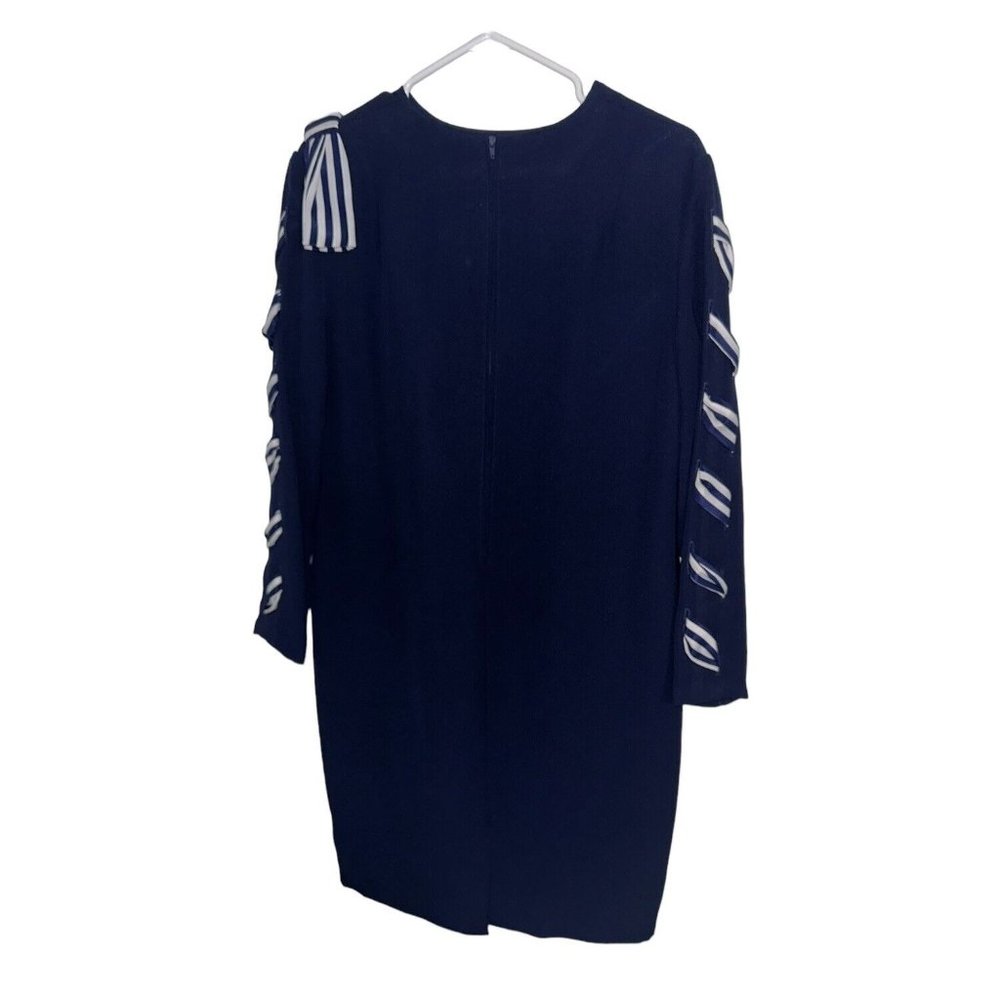 Vintage California Design By Dorothy Samuel Dress Navy White Bow Sz 12